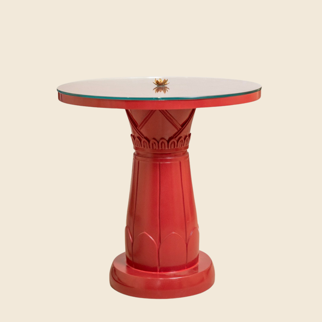 Egyptian Red Coral Column Table